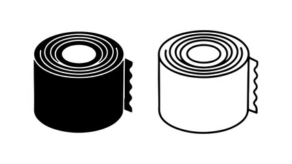 Roll of toilet paper or paper towel icon set.