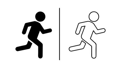 Running person icon two styles black and outline.