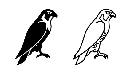 Fototapeta premium Set of two falcon icons one solid and one outline style.