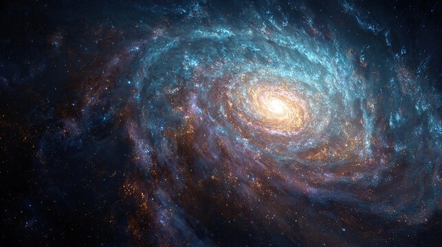 A vibrant spiral galaxy with a bright core and swirling arms - Powered by Adobe