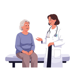 Obraz premium senior woman, female doctor, hospital visit, medical consultation, patient care, doctor appointment, healthcare, elderly patient, geriatric care, hospital examination, medical advice, doctor and patie