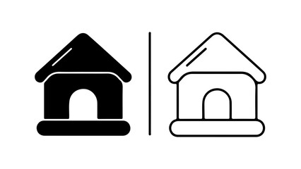 Simple House Icon in Black and Outline Styles.