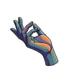 Stylized Hand Gesture, Abstract Art, Colorful Design, Minimalist Background, 3D Render Illustration