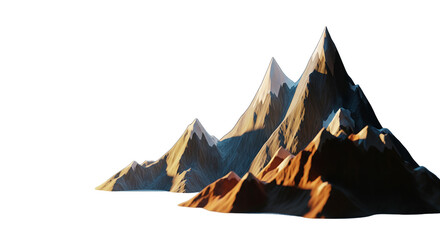 Stylized Mountain Range, Low Poly 3D Render, Peaks, Sunrise, Nature Background, Abstract Landscape Illustration