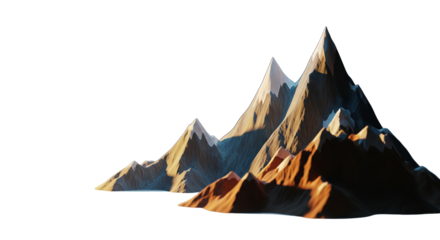 Stylized Mountain Range, Low Poly 3D Render, Peaks, Sunrise, Nature Background, Abstract Landscape Illustration