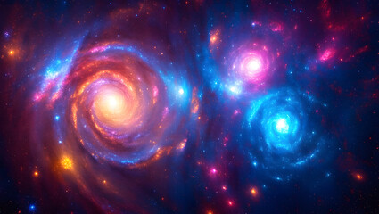 Cosmic Dance: Twin Galaxy View
