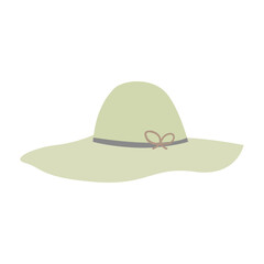 Elegant light green ladies' sun hat with a wide brim and bow accessory illustration