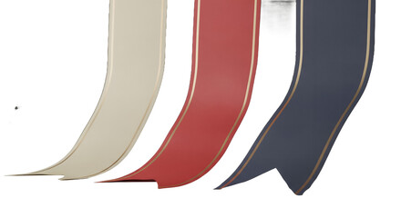 Three elegant ribbons with gold trim, perfect for design projects or branding