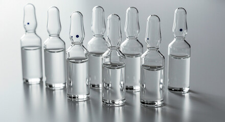 Transparent Medical Ampoules on Clean Background
