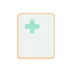 Digital Illustration of a Medical Sign with a Green Cross on a White Background