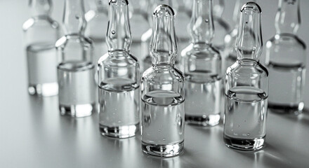 Transparent Medical Ampoules on Clean Background