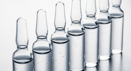 Transparent Medical Ampoules on Clean Background