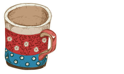 vintage-style illustration of a mug cup