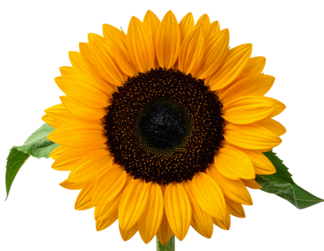 Bright Yellow Sunflower Isolated on White Background