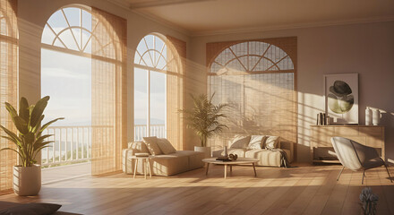 Modern Living Room with Natural Light and Wooden Decor