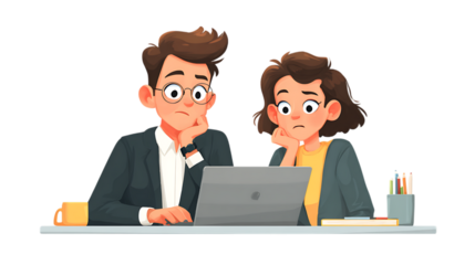 Corporate team lead concentrate on computer isolated on white background