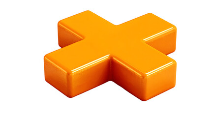 Fototapeta premium Orange 3D plus sign, isolated on a white background