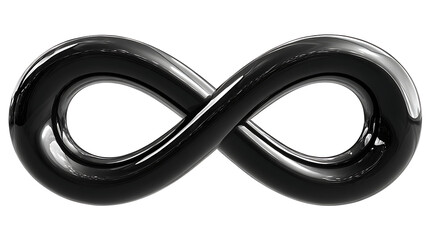Black 3D infinity symbol, isolated on a white background.