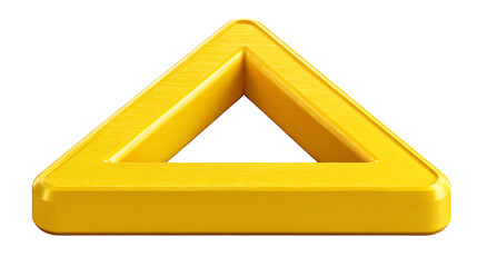 Yellow 3D warning triangle, isolated on a white background