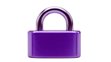 Purple lock icon isolated on a white background.