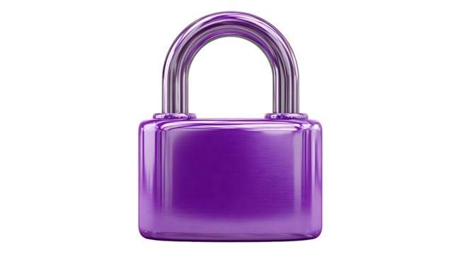 Purple lock icon isolated on a white background.