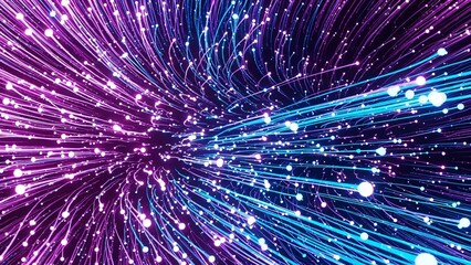 Dynamic glowing particle streams abstract background