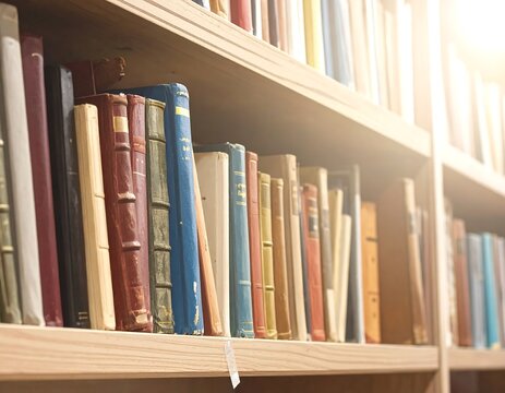 Books on shelves, library