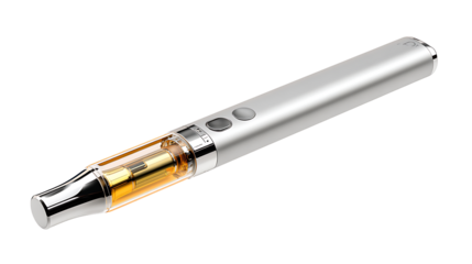 Vaporizer pen for cannabis, modern sleek design, isolated on a white background