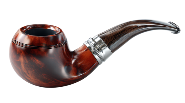 Tobacco pipe, wooden classic design, isolated on a white background