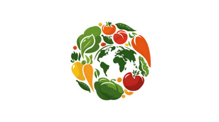 World Vegetarian Day icon with vegetables motif, isolated on a white background