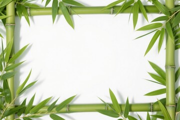 Naklejka premium bamboo frame on white background