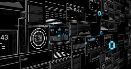 Bright blue digit 1 appearing over data panels, gauges updating, showing live data processing - Powered by Adobe