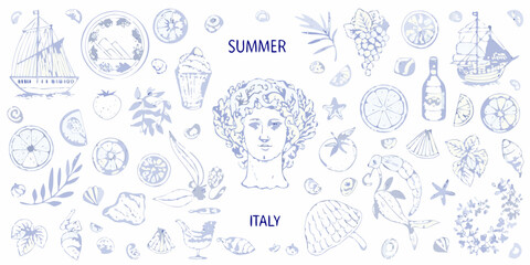 Whimsical summer collection featuring italian icons and mediterranean delights