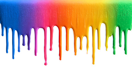 Rainbow paint dripping from the top, multicolor gradient, isolated on a white background