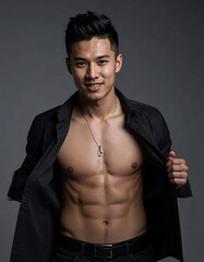 Studio portrait of a man with a toned physique