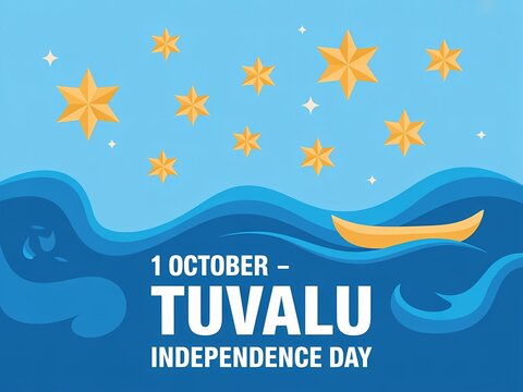 1 October Tuvalu Independence Day with Sea and Stars