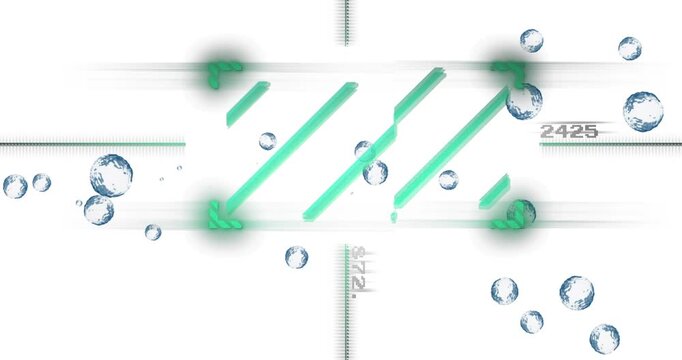 Reticle forming on neon grid bubbles drifting swirling and visualizing data across frame