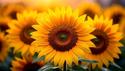 Obraz premium Close-up of sunflowers in a field