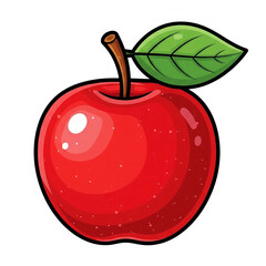 red apple with leaf