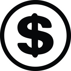 Obraz premium Simple black dollar coin symbol icon for finance business commerce banking and money transactions representing wealth and value