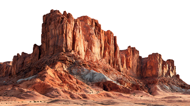 Canyon landscape with red sandstone cliffs, isolated on a white background