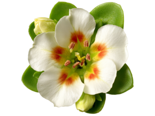 Delicate white flower with orange center close up macro shot, Isolated On White, Png Transparent