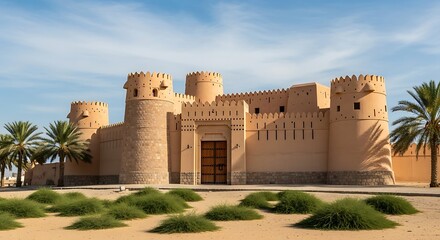 Ancient Desert Fortress Architecture in the Middle East.