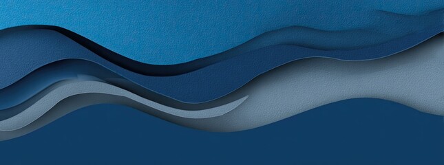 Abstract layered paper waves in shades of blue