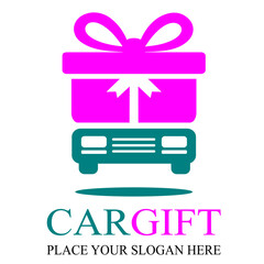 Car gift vector logo template. This design use car and box symbol. suitable for gift.