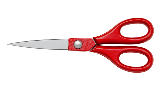 Pair of scissors with red handles isolated on a white background - Powered by Adobe