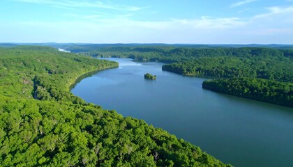 Obraz premium Scenic lake and forest vista