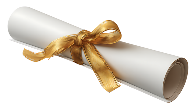 Certificate diploma rolled with ribbon isolated on a white background