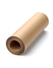 Rolled light brown paper on white background