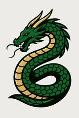 Green Mythical Dragon Serpent Illustration